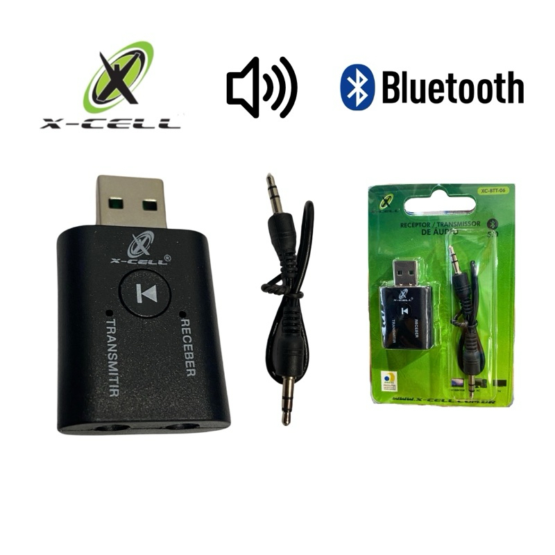 Adaptador Receptor Transmissor de Áudio e Vídeo via Bluetooth 5.0 +Cabo Auxiliar P2 X-Cell XC-BTT-06