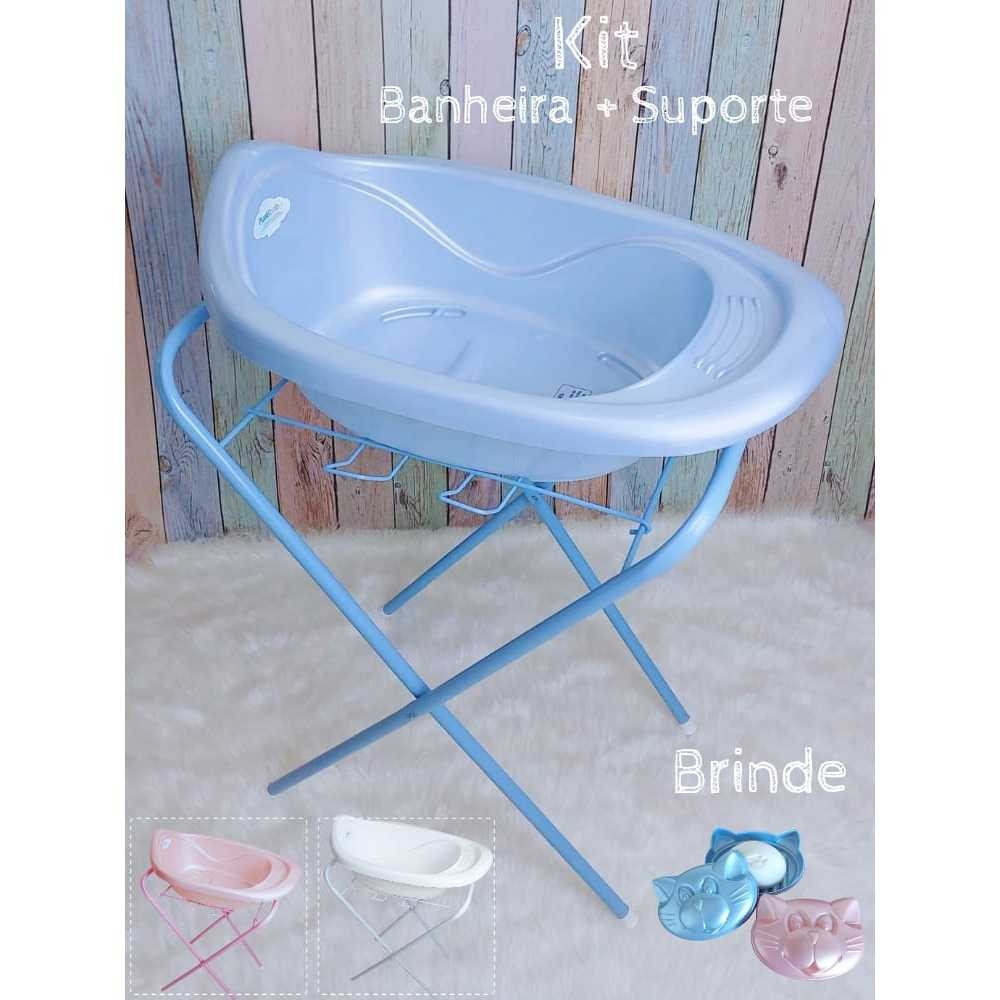 Banheira com Suporte Resistente Compacto Leve Banheira Bebe Infantil Design Anatômico