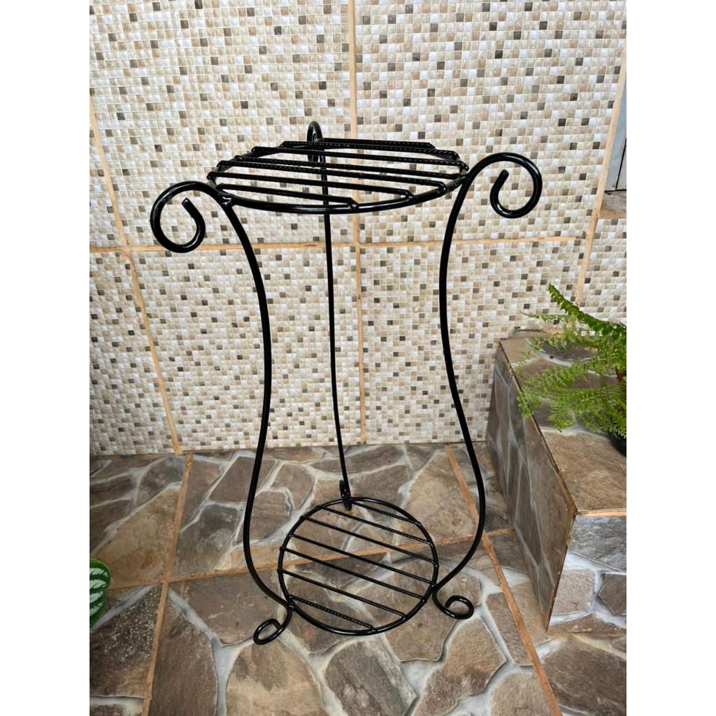 suporte para vaso de flor em ferro dois andares