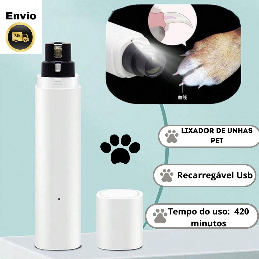 Lixa de Unha Elétricapara para animais de estimação, Aparador de unhas profissional elétrico e recar