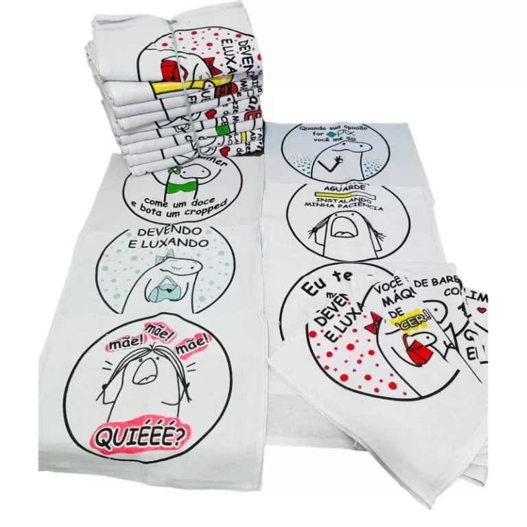 Kit 10 Pano De Prato Estampado Meme Bento Flork 10