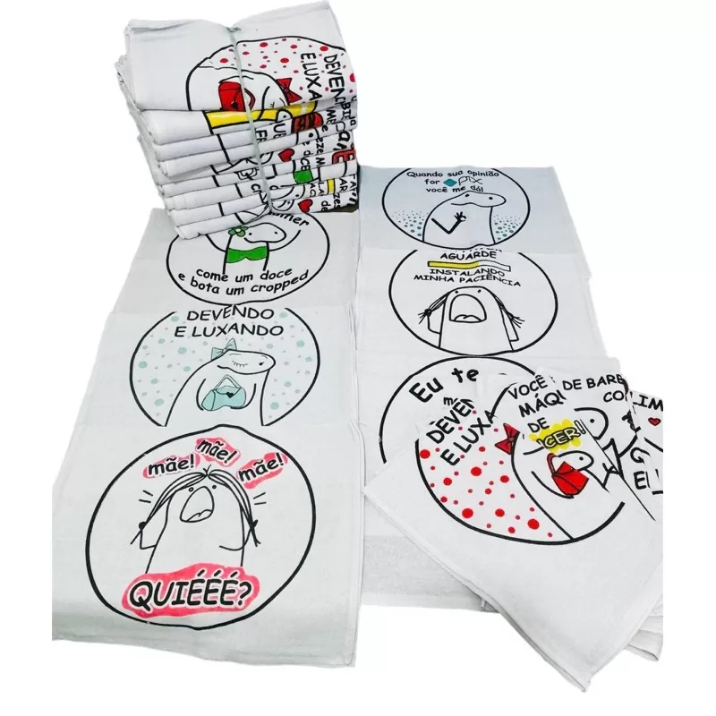 Kit 10 Pano De Prato Estampado Divertido Meme Bento Flork