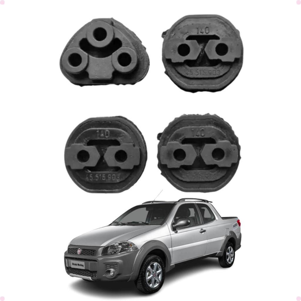 Borracha Coxim Escapamento Fiat Strada Kit Completo