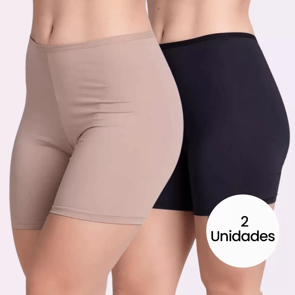 Kit 2 Short Anágua Meia Perna Liso Conforto Segunda Pele Feminino
