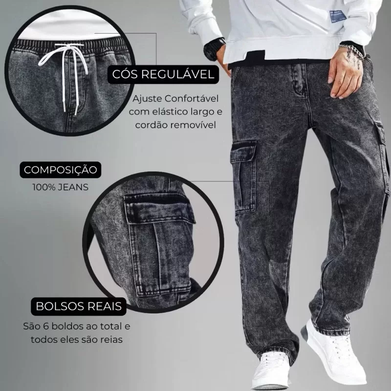 Calça Cargo Feminina e Masculina Premium LARGA Com Elástico