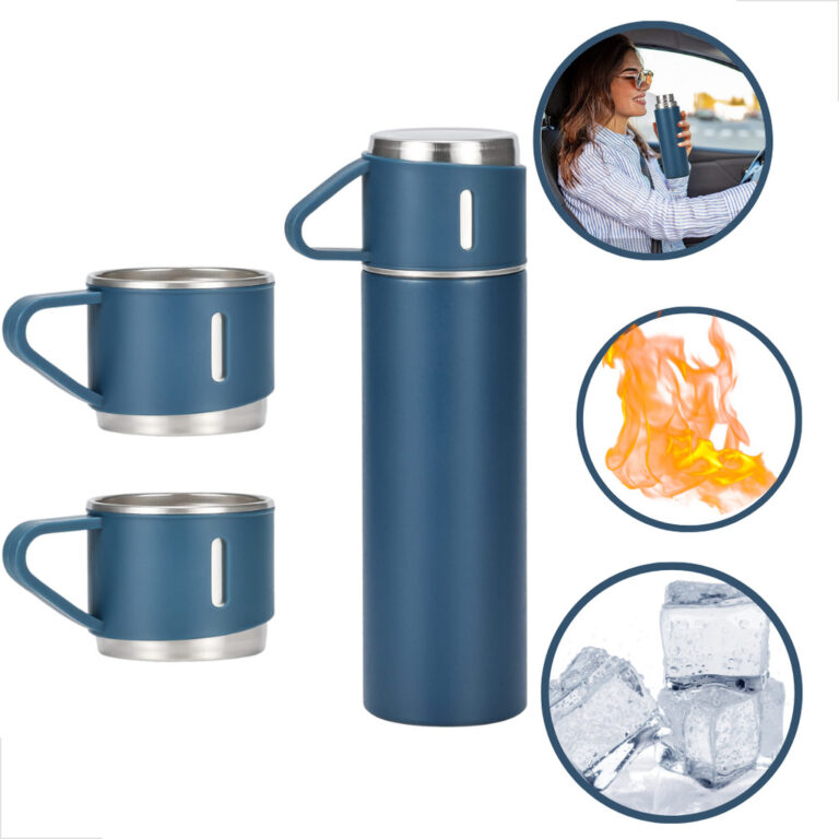 Garrafa Térmica Com Xícaras Inox Vacuum Flask Se