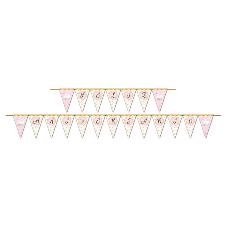 Faixa Feliz Aniversário Cisne 175x13cm Junco 1und