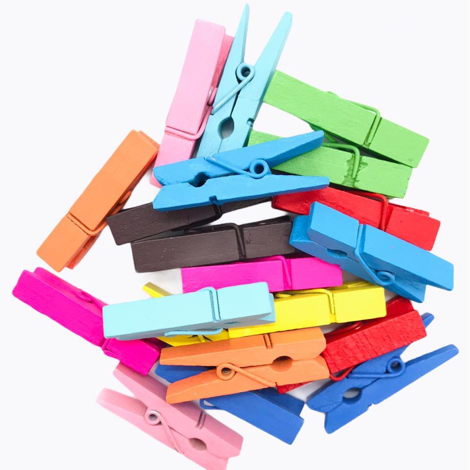 Mini Pregador de Madeira 3,5 cm Colorido Prendedor de Fotos Lembrancinha Artesanato Scrapbook