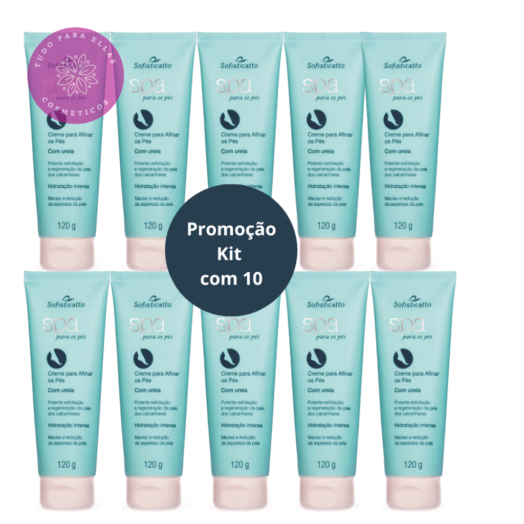 Kit Com 10 Cremes Para Hidratar E Afinar Os Pés SPA Sofisticatto 120g