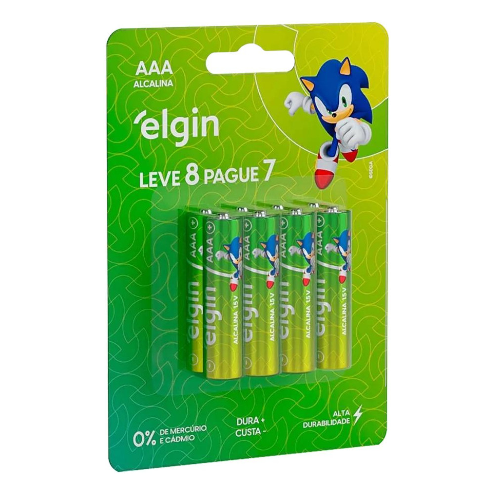 Pilha Alcalina Aaa Palito 1,5v LR03 Blister 8 Unidades Elgin