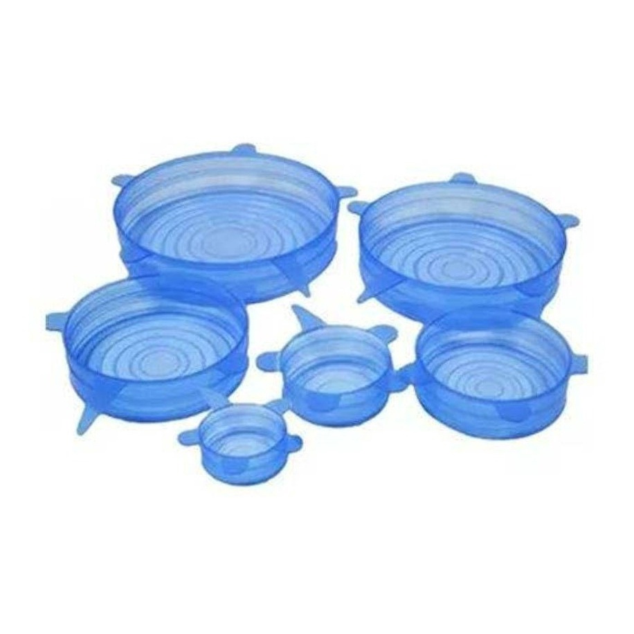 6 Tampas Silicone Reutilizável Lavável Flexível Veda Tudo