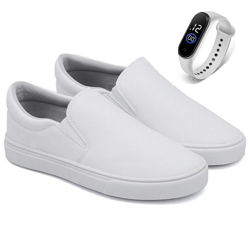Tênis Iate Slip On Calce Fácil Hype Shoes – Enfermagem – Médico – Dentista – Veterinário + Relógio