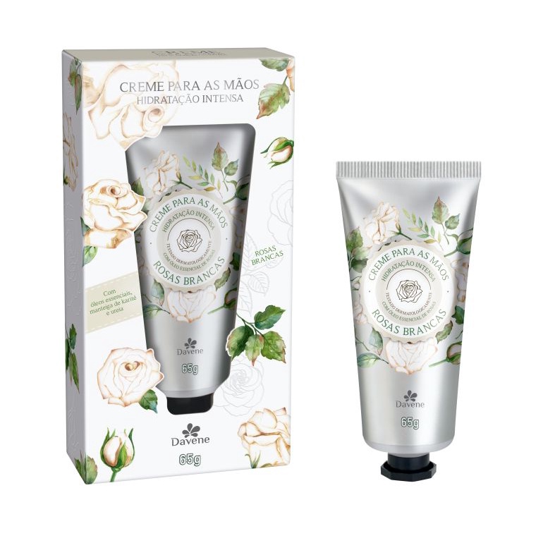 Davene La Flore Creme Para As Mãos Rosas Brancas 65g