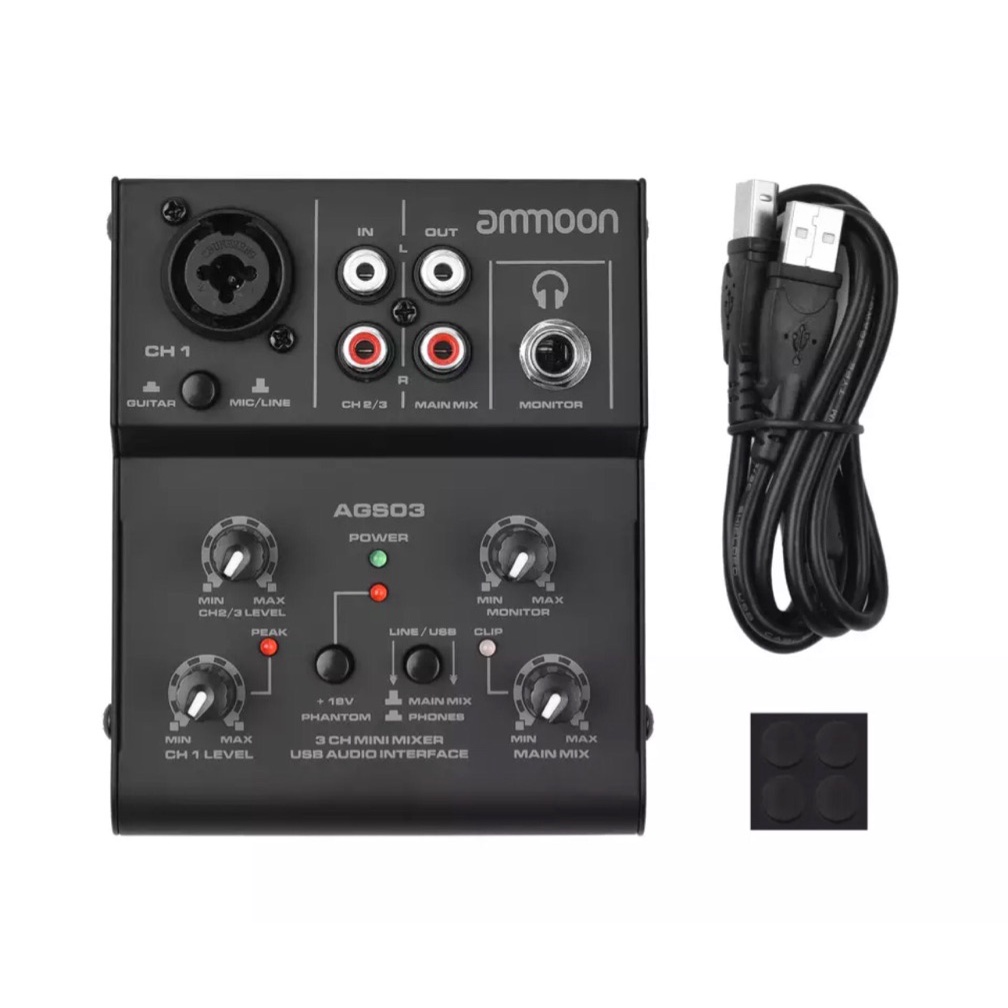 Mesa de Mixagem Ammoon Ags03 com 3 Canal