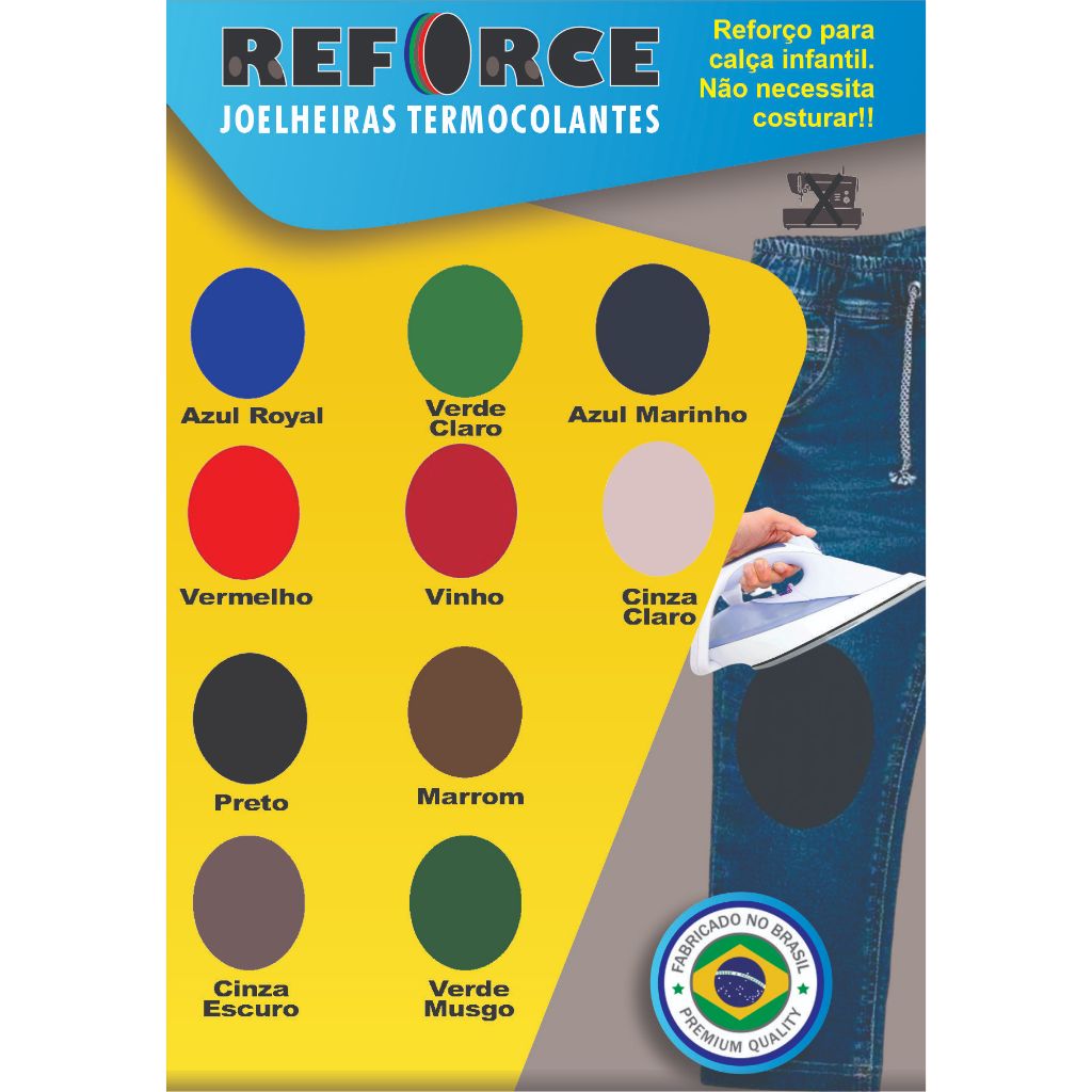 3 Pares Joelheiras Termocolante Reforço Reparo Calça Escola Infantil – Joelheiras Reforce (Original)