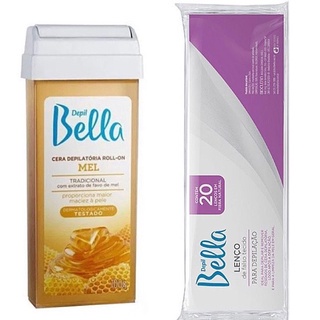 Depil Bella Kit Cera Quente Roll-On Mel 100g + Len