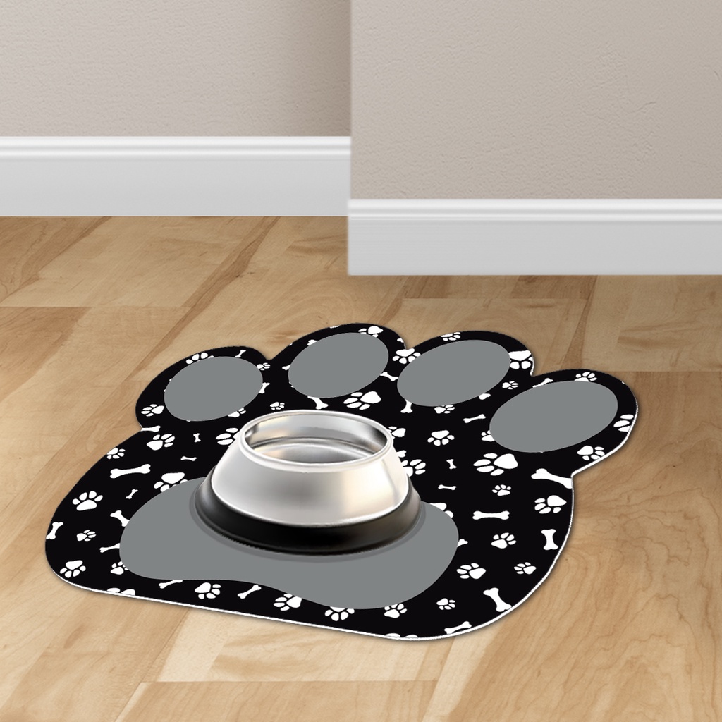 Tapete Pet Patinha Comedouro Cachorro e Gato Ossinhos Antiderrapante Dcorô