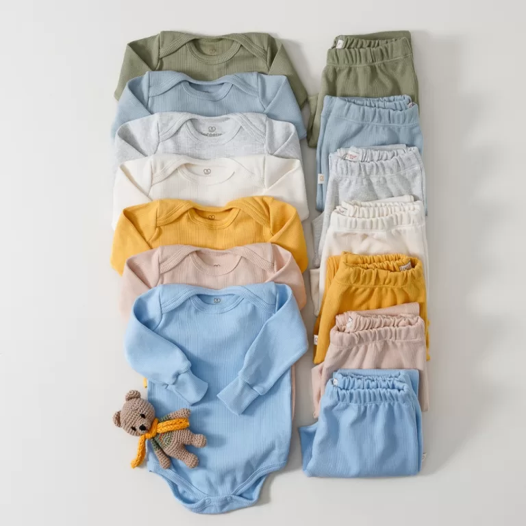 Kit Roupa De Bebe 4 Peças Canelado 2 Conjuntos Bo