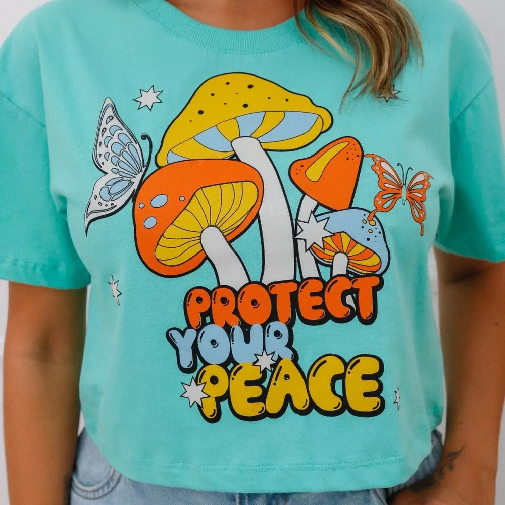 Cropped Feminino De Algodão Protect Your Peace