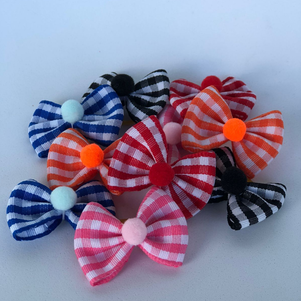 Laços Juninos Pet | Lacinhos Xadrez para Festa Junina | Acessórios Fofos para Pets | Enfeites PetSho