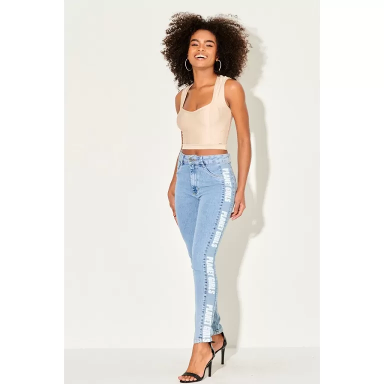 Calça Jeans Feminina Skinny Logo Lateral Planet G