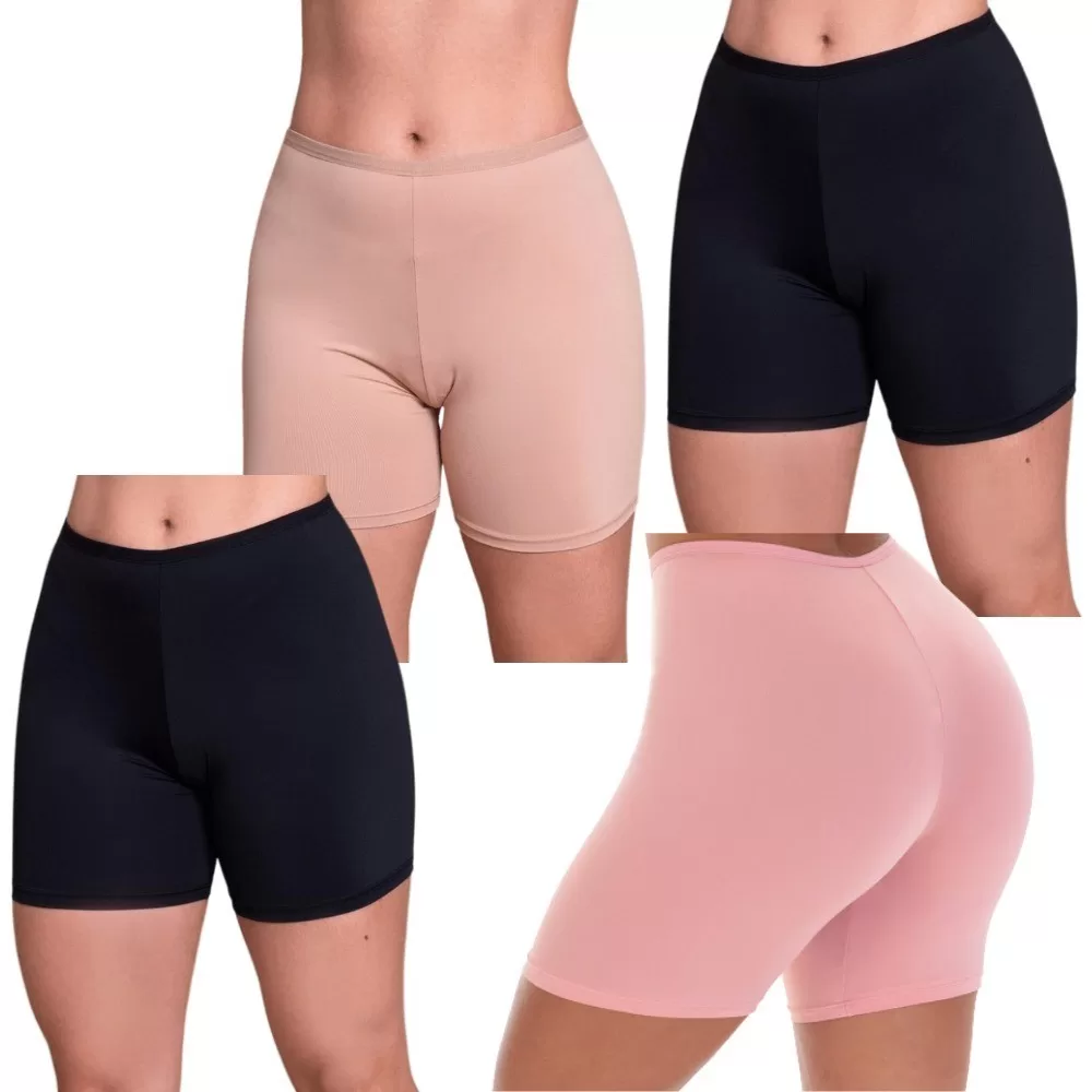 Kit 4 Short Anágua Feminina Modeladora Segunda Pele Plus Size  Para Usar Debaixo De Vestido