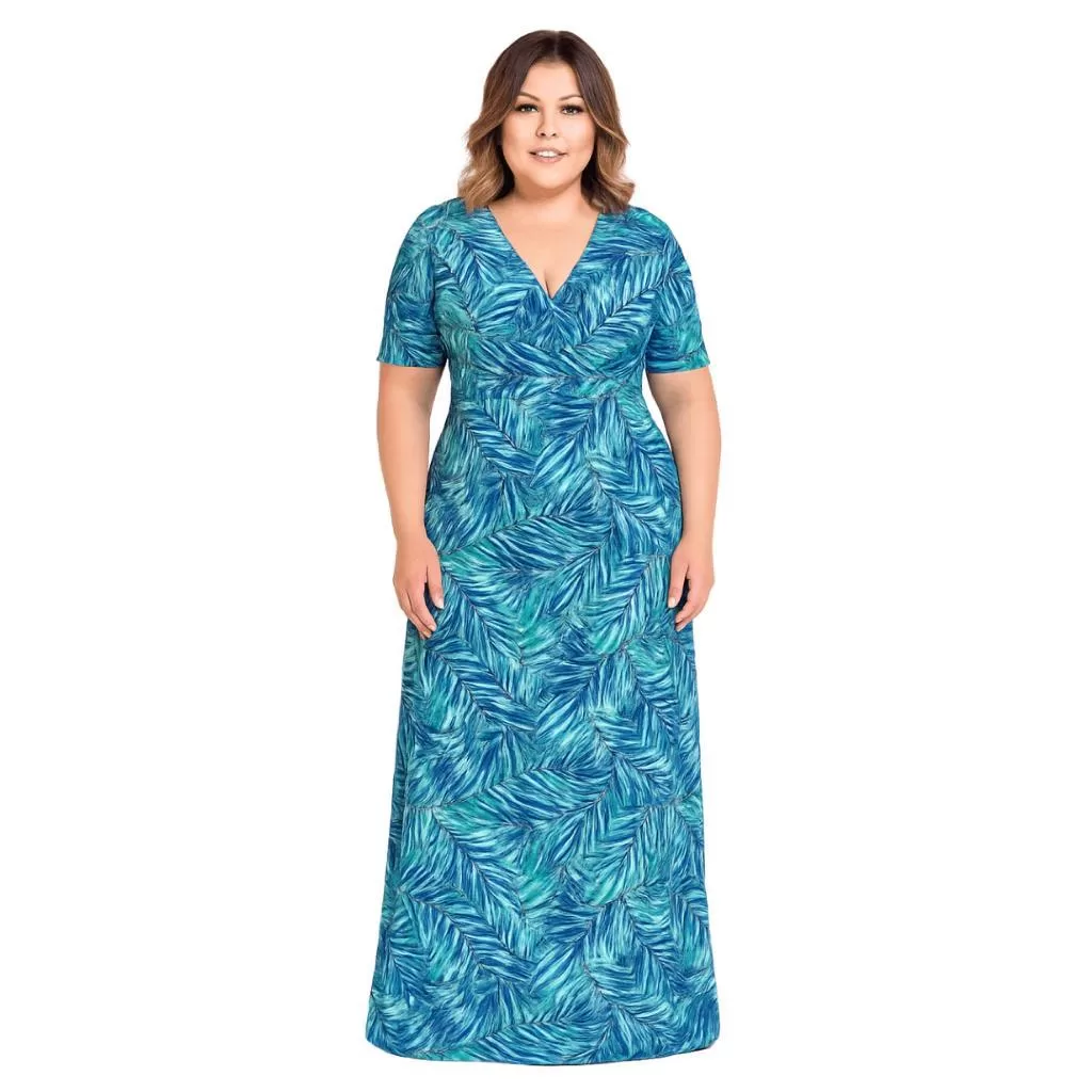 Vestidos Evangélicos Longo Gestante Grávida Estampado Tropical Verão Casamento Madrinha Festa CM