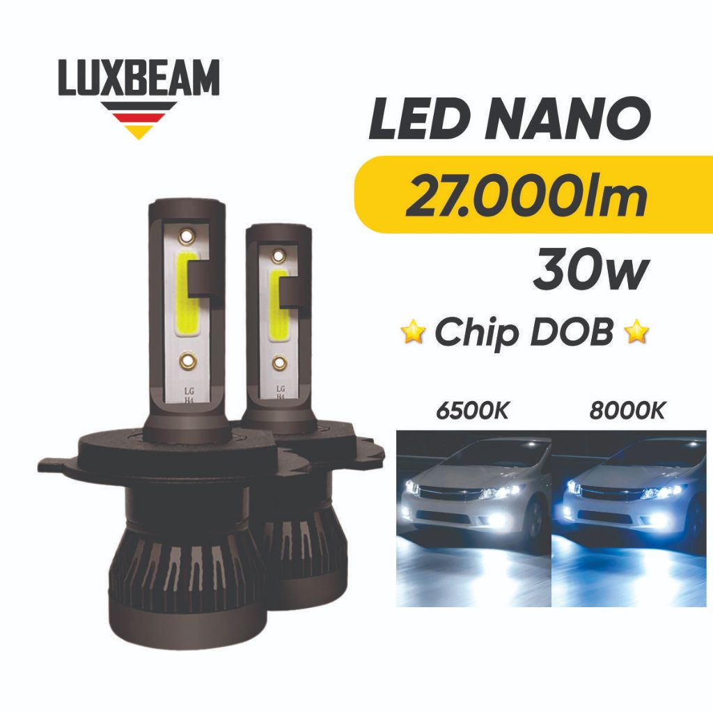 Par Super Led Nano Plus 8000k H1 H3 H4 H7 H11 H8 HB3 HB4 Lâmpada Luxbeam 6500k Branca Efeito Xenon
