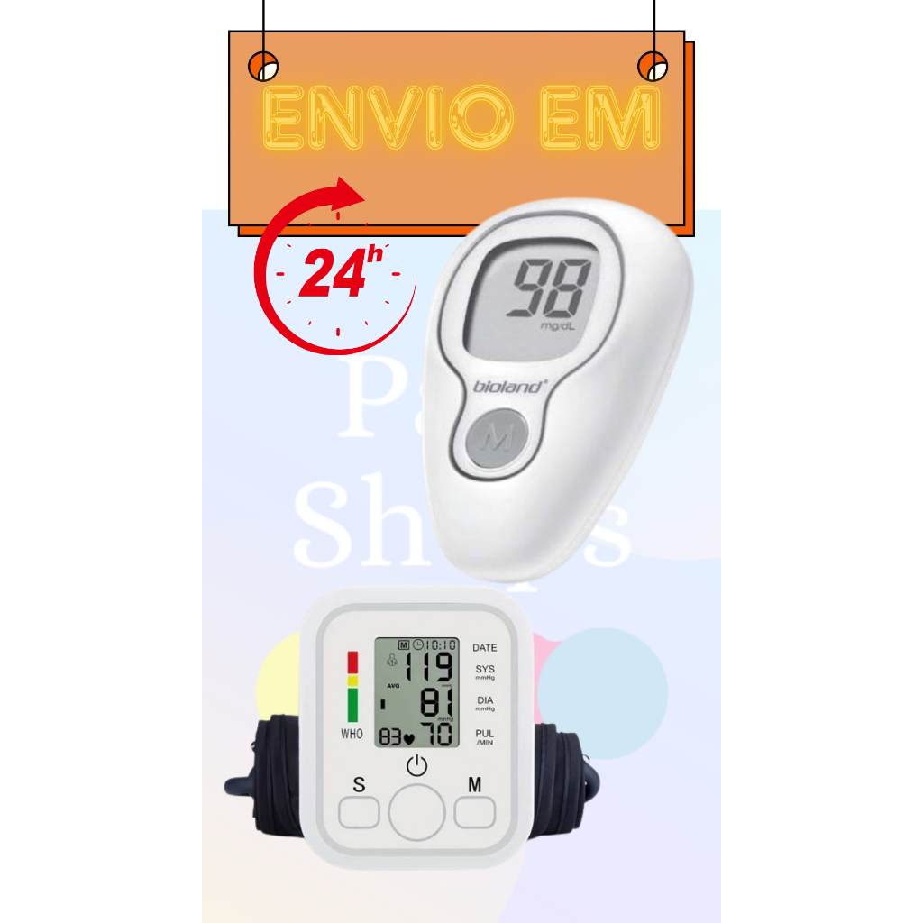 Kit saúde medidor de glicose diabetes+ monitor de pressão de braço