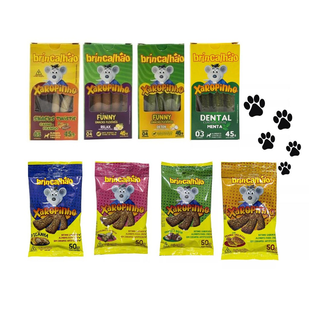 Kit Xaropiho 08 Petiscos Cães Bifinhos Snacks Cuidados Orais Adestramento