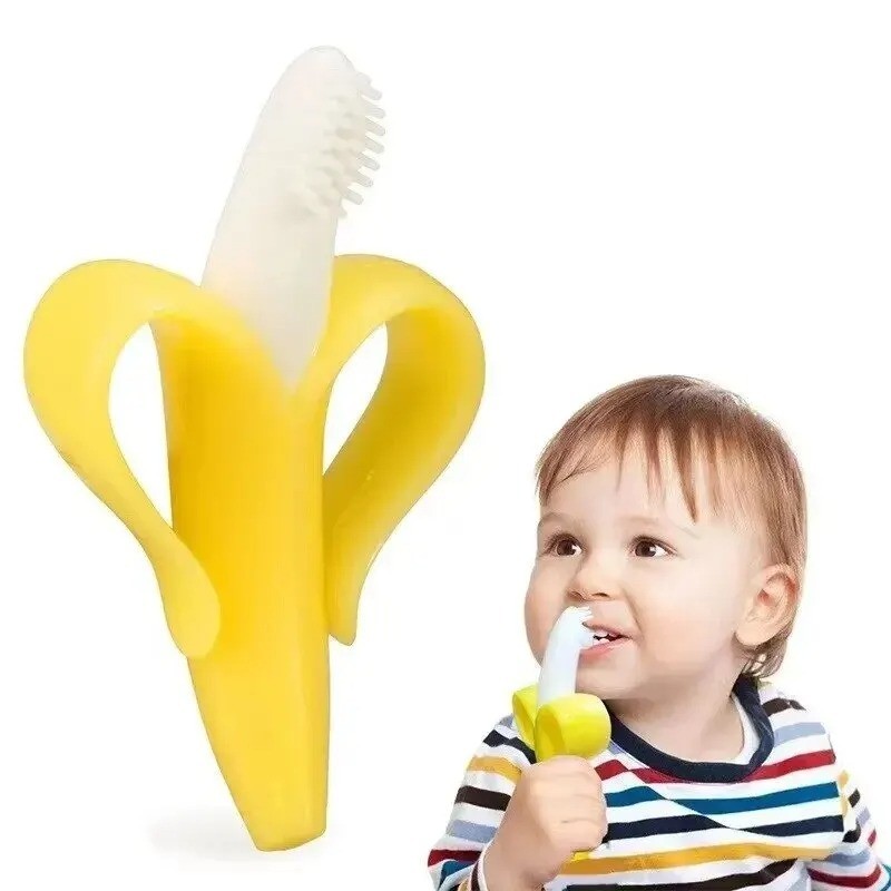 Mordedor para Bebê Silicone Bananinha Banana Escova Dentes
