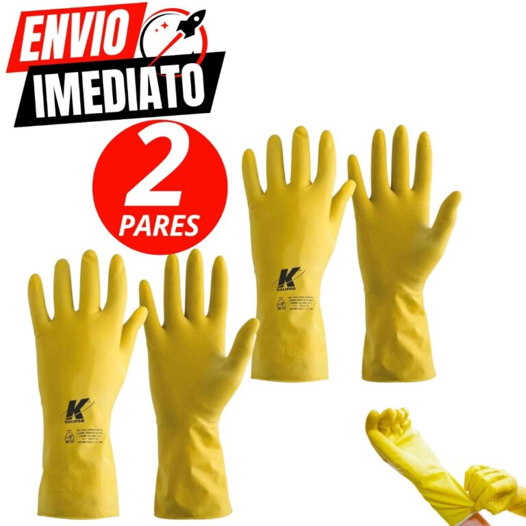 Kit 2 Pares Luva De Latex Amarela Multiuso Forrada
