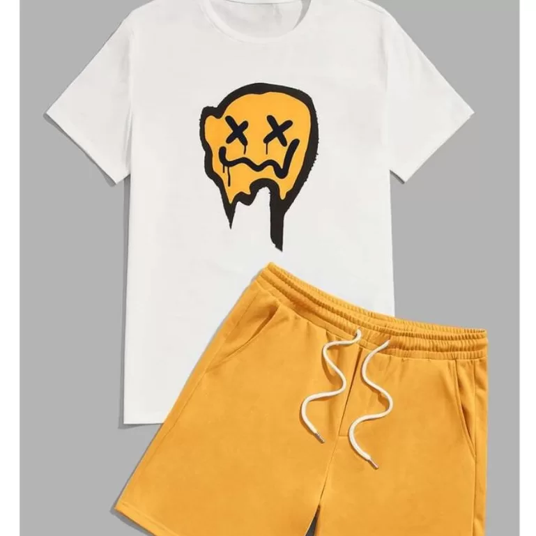 Conjunto Camiseta Oversized Estampa Smile Emoji Am
