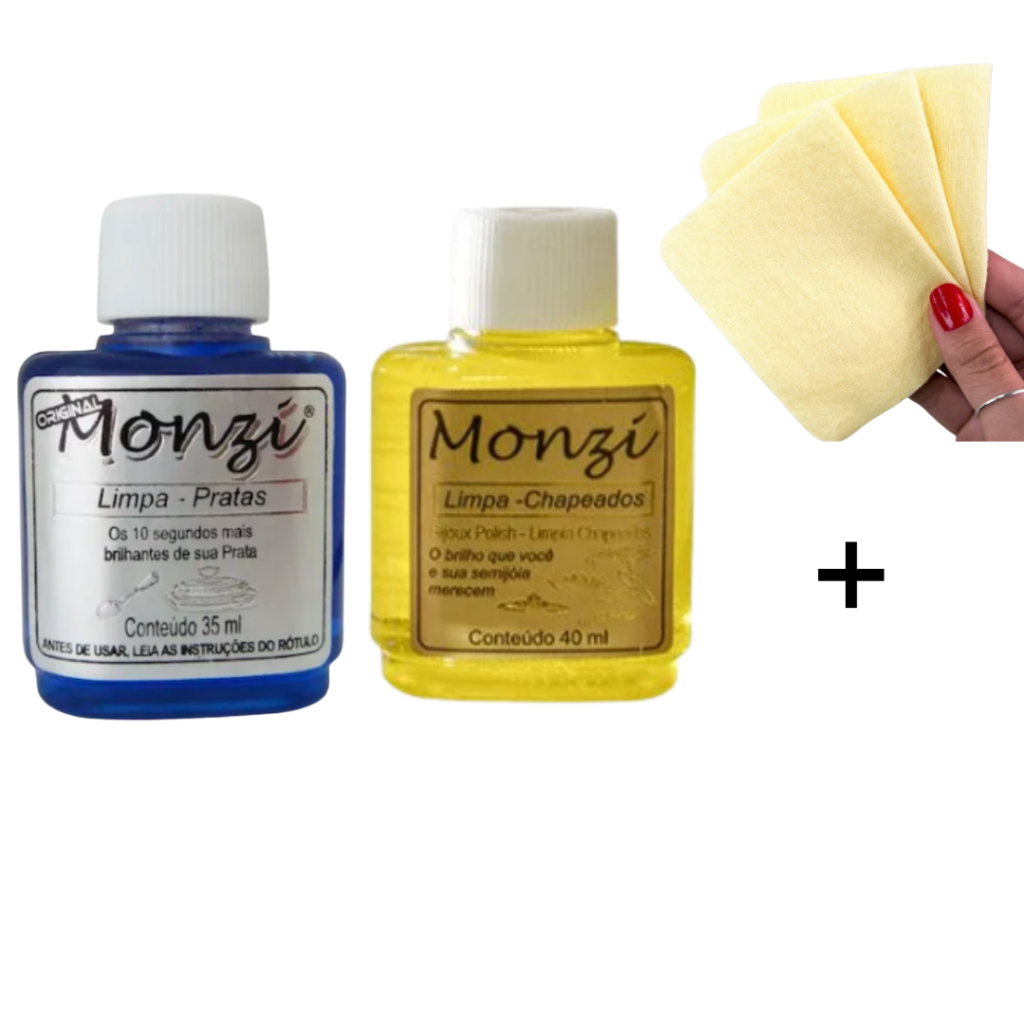 Limpa Joias Monzi / Flanela Magica / Limpa Prata / Limpa Folheado e Banhado para Joias Brilhantes
