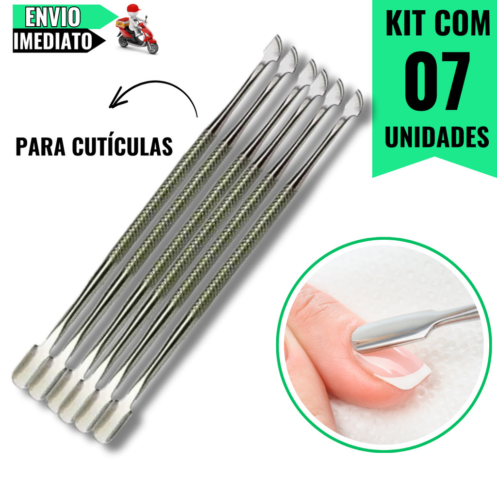 Kit 7 Extratores de Cutícula 12,4 cm  Alta Precisão e Durabilidade para Cuidados Domésticos e Profis