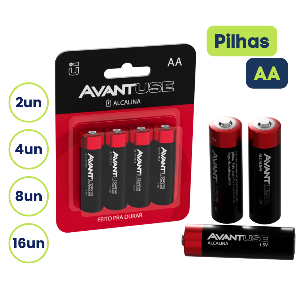 Pilha Alcalina AA 1.5v 2un 4un 8un 16un Lanterna Controle Remoto Avant Use