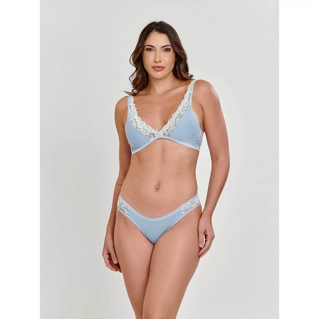 Conjunto de Lingerie Calcinha e Sutiã Sem Bojo com Renda Bordada Calcinha Modelo Tanga – Luxo e Conf