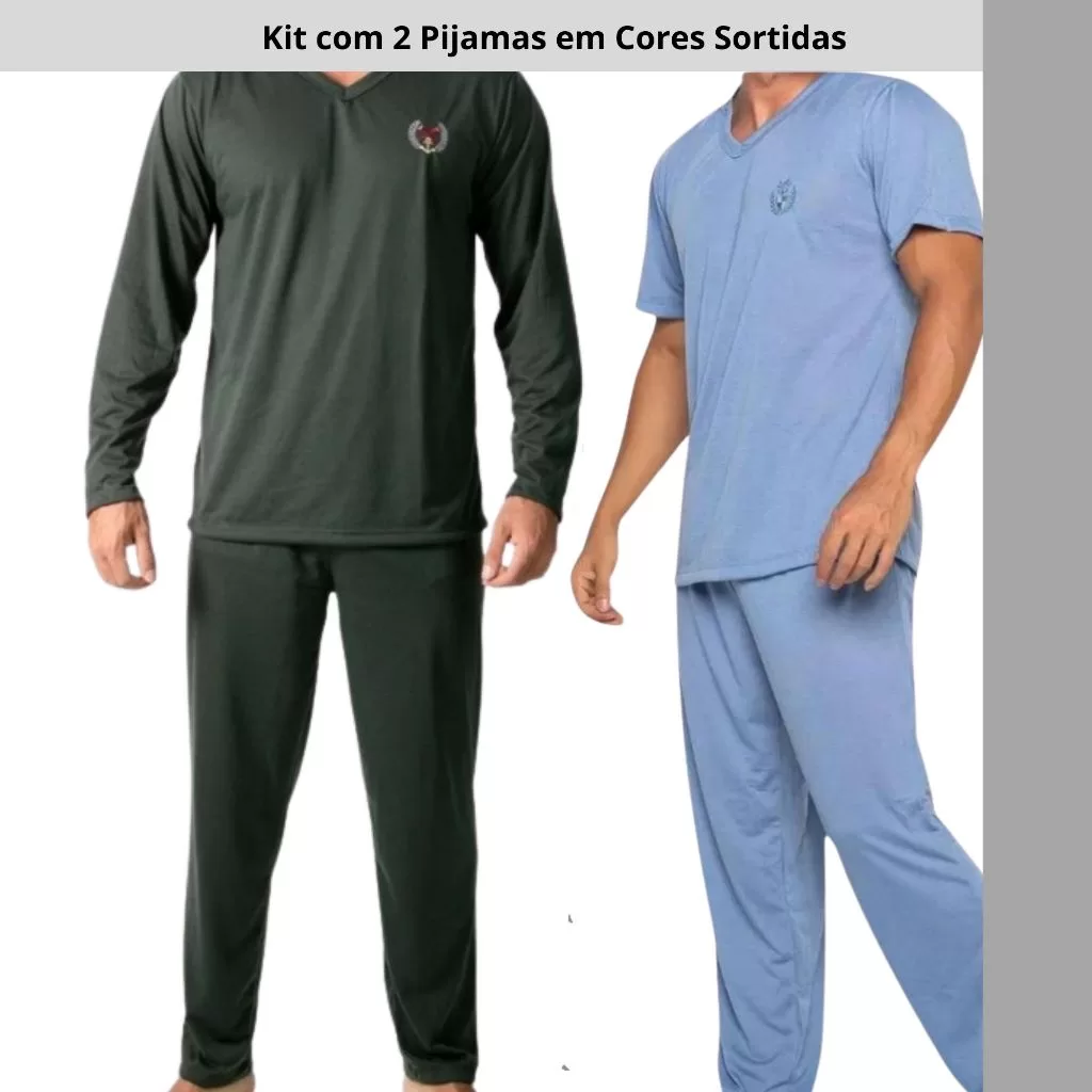 PIJAMA MASCULINO INVERNO MEIA MANGA COM CALÇA EM MALHA