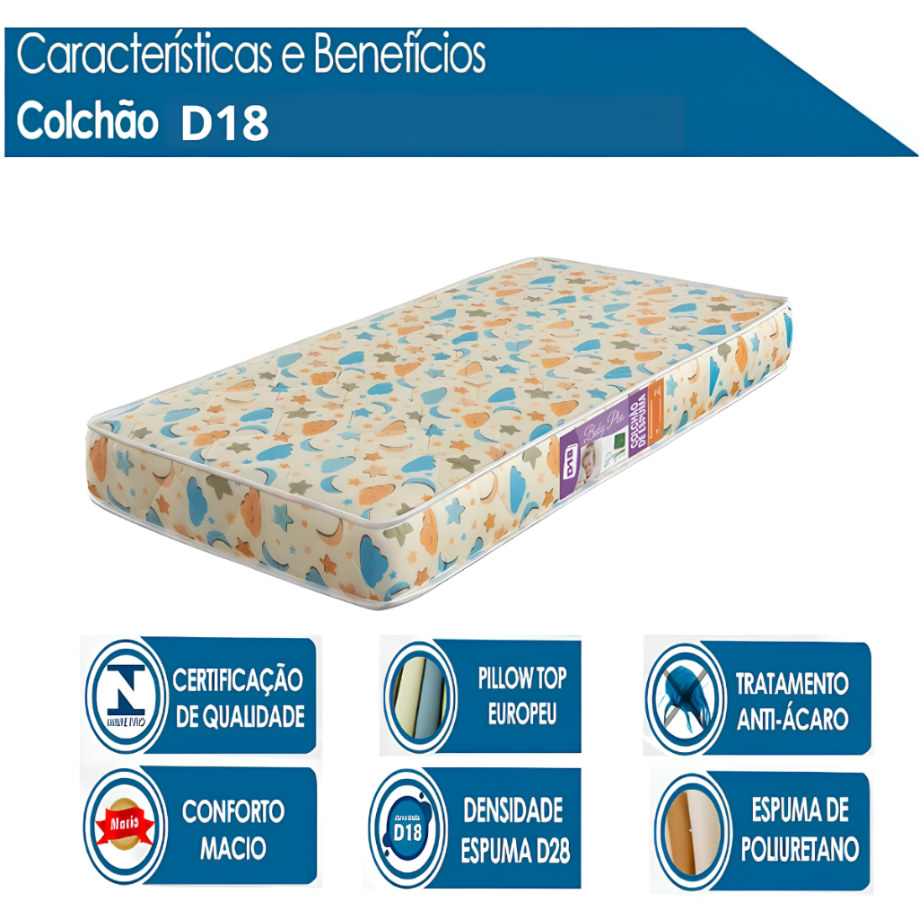 Colchão Para Berço Americano Impermeável  D18 Infantil 130×70