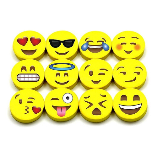 Pote De Borrachas Emojis Fofa Smiles Com 24 Un Kaz