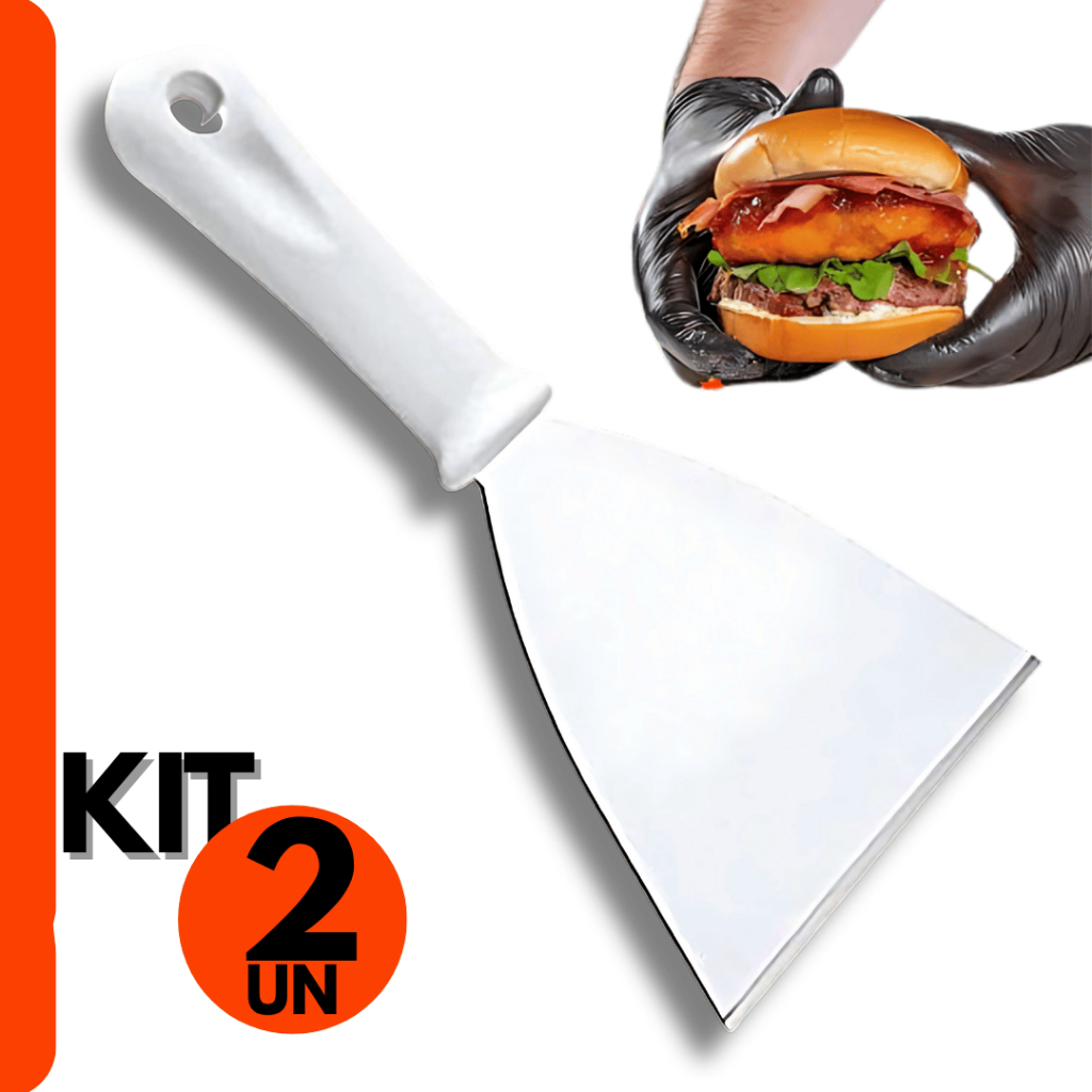 Espátula Reta Inox 4 Chapa Lanche Chapeiro Cozinha Original