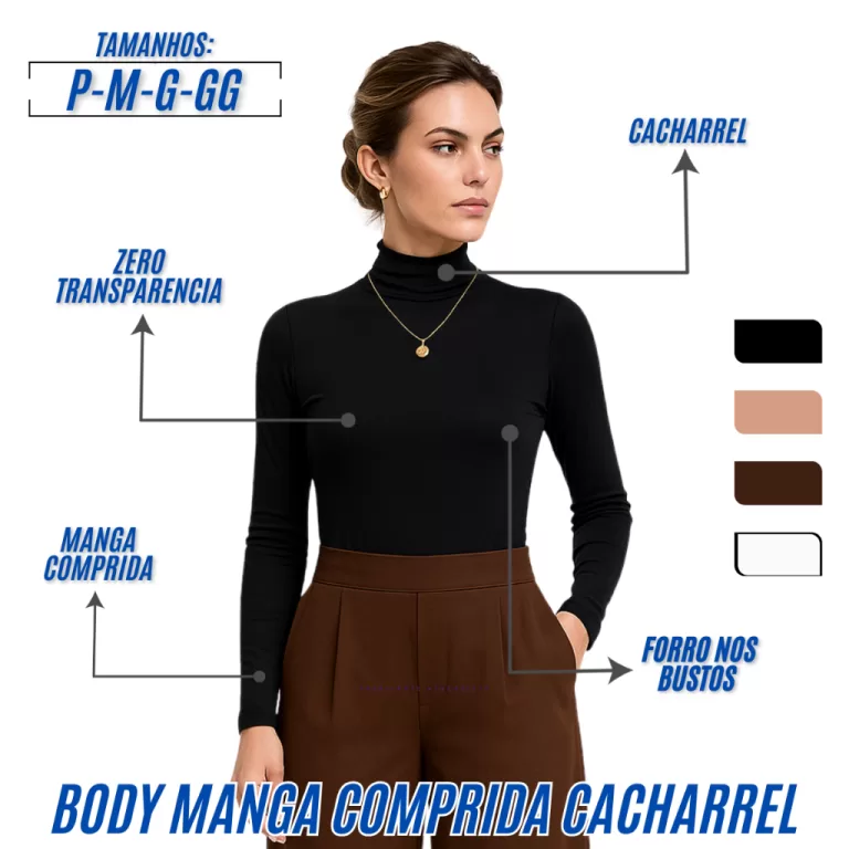 Body Suplex Manga Longa Feminino Modelador Collant