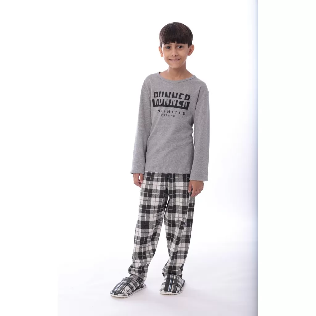 Pijama Juvenil Masculino Manga Comprida Longo Roupas Masculinas Inverno Conforto canelado Premium