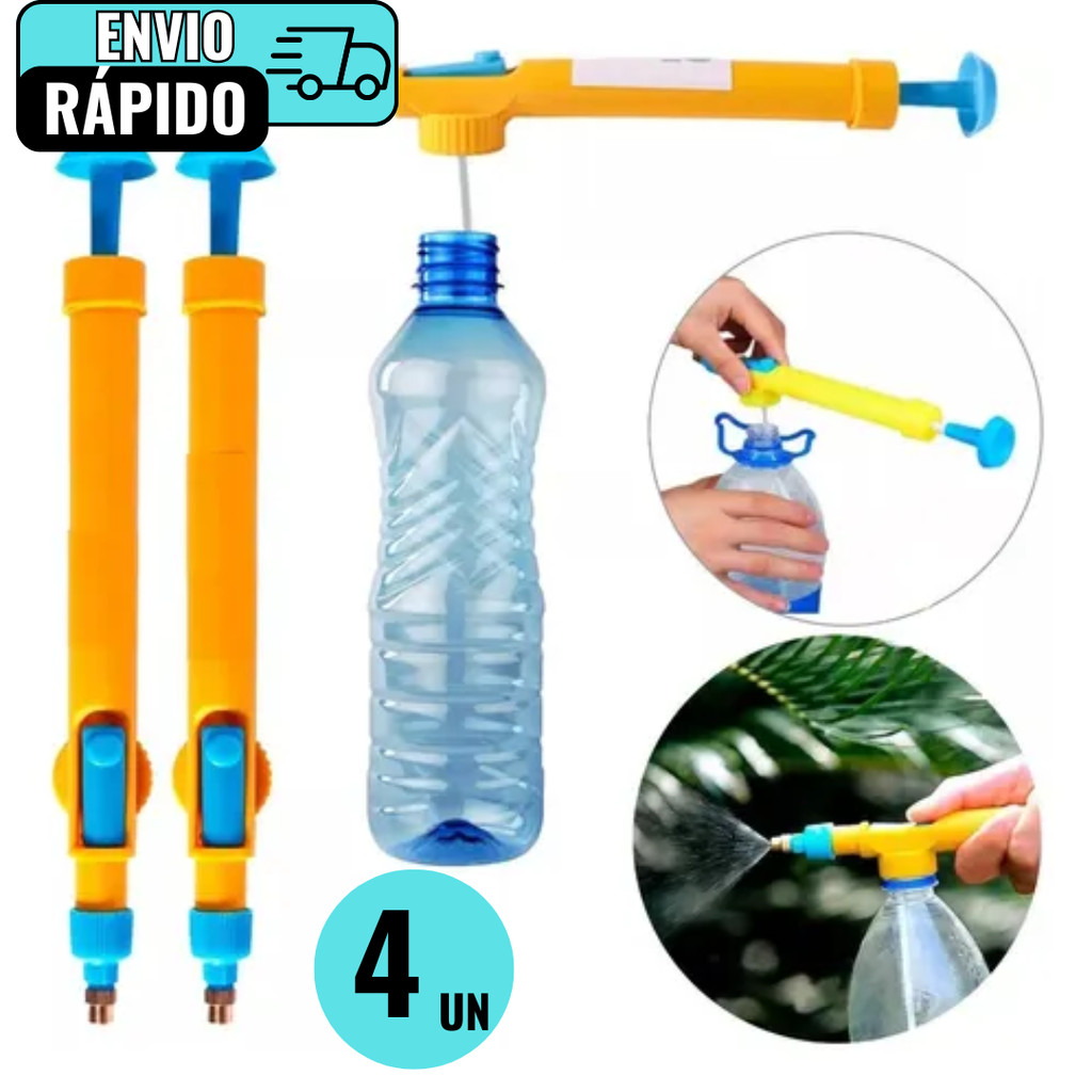 Kit 4 Pulverizador Em Plástico Para Garrafa Pet Jato Regulável Rosca Universal Multiuso Jardinagem