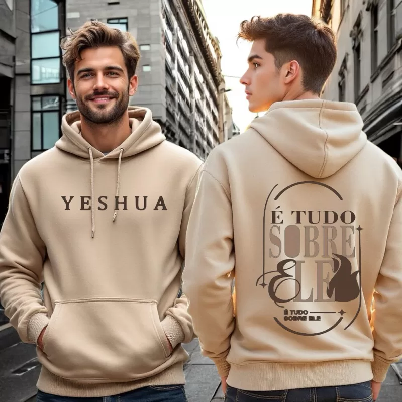 Blusa Moletom Canguru Yesha Gospel É tudo sobre ele Inverno Com Capuz Flanelado Unissex Frio Quente