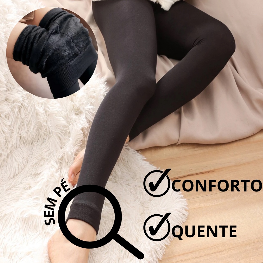 Kit 3 Meia Calça Forrada Térmica Peluciada Flanelada Adulto Feminino