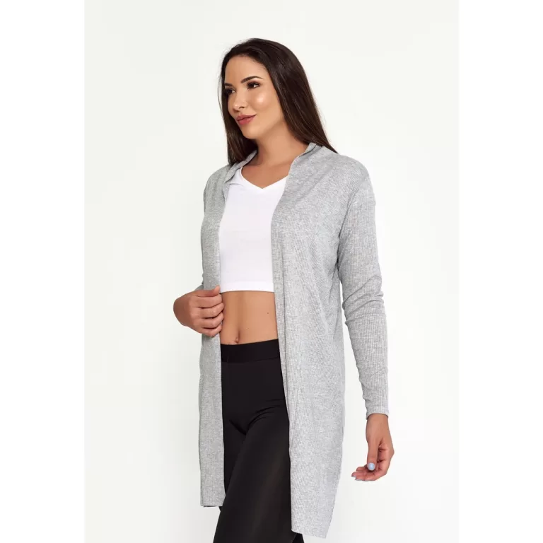Cardigan feminino manga longa com elastano canelad