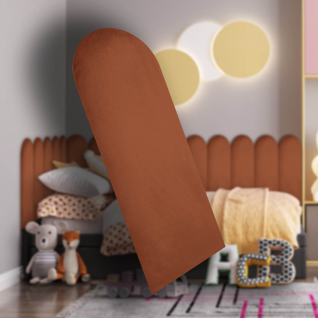 Cabeceira Nuvem Estofada Suede Para Cama Box Terracota – Módulo 20×40