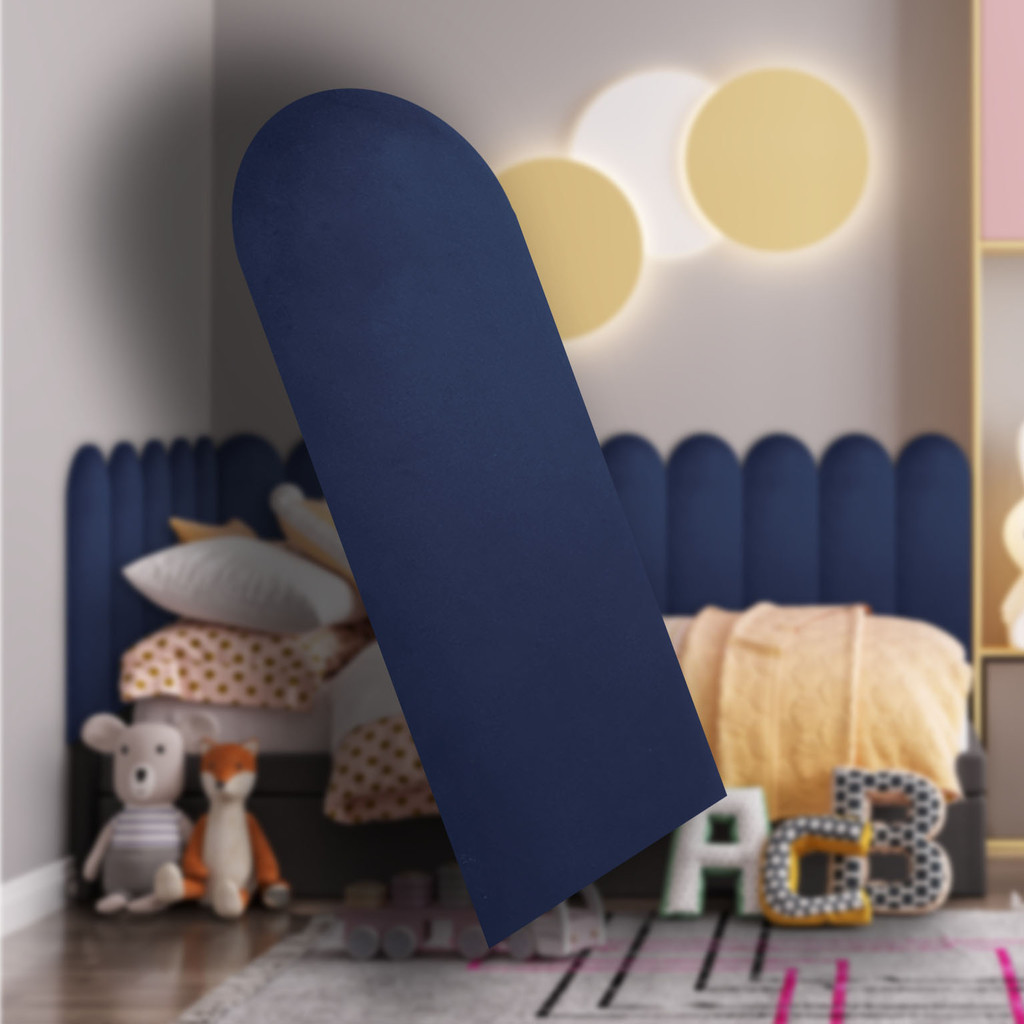Cabeceira Nuvem Estofada Suede Para Cama Box Azul – Módulo 20×40
