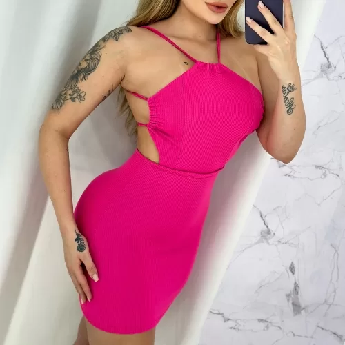 Vestido Feminino Tubinho Frente Única com Amarra
